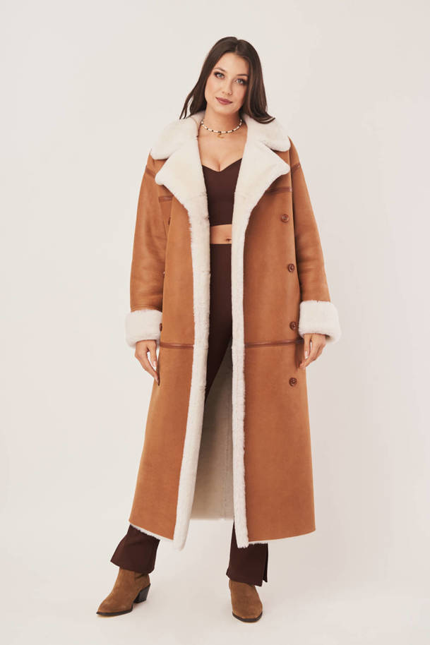 Women's Oversize Coat - Long sheepskin coat