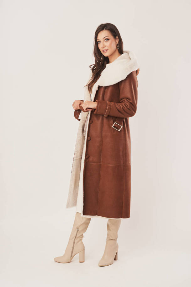Women's long sheepskin coat