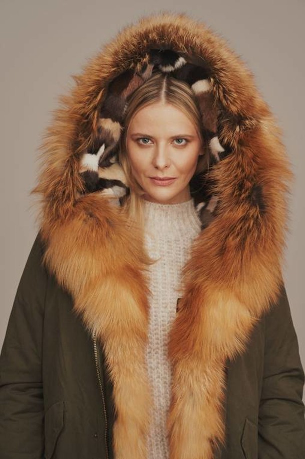 Womens parka coat with fur hood